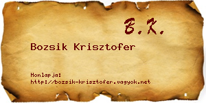 Bozsik Krisztofer névjegykártya